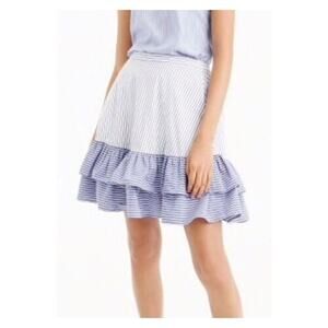 NWT J. Crew Striped Pull On Ruffle Mini Skirt 00